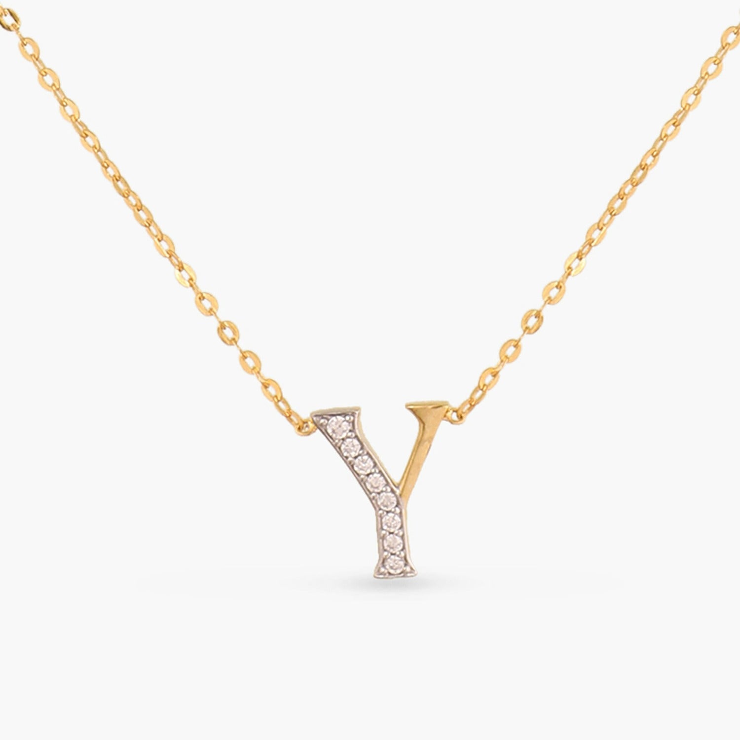 Letter Y Alphabet Gold Plated Silver Necklace