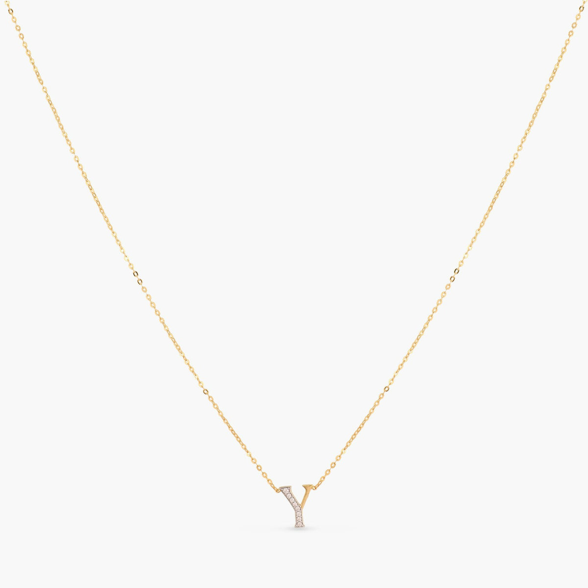 Letter Y Alphabet Gold Plated Silver Necklace