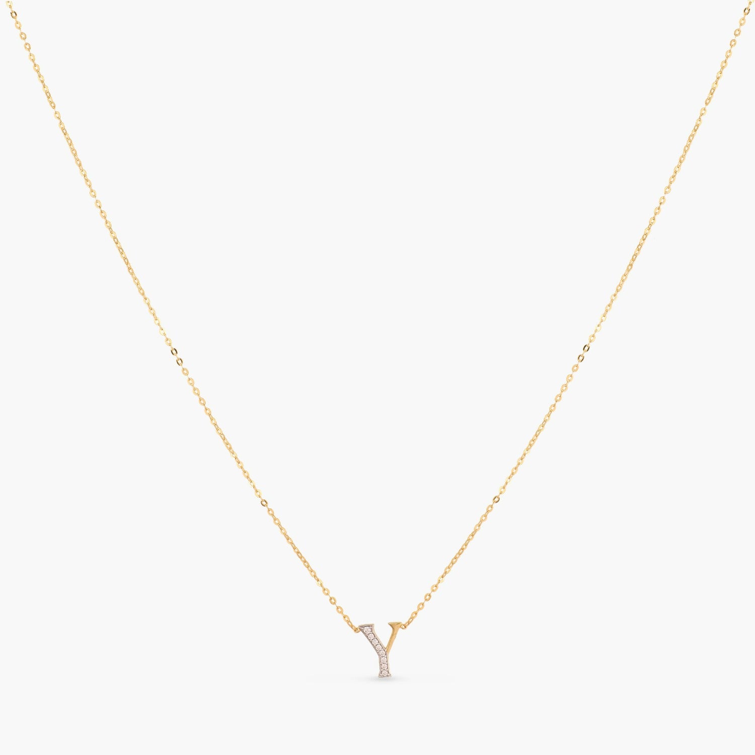 Letter Y Alphabet Gold Plated Silver Necklace