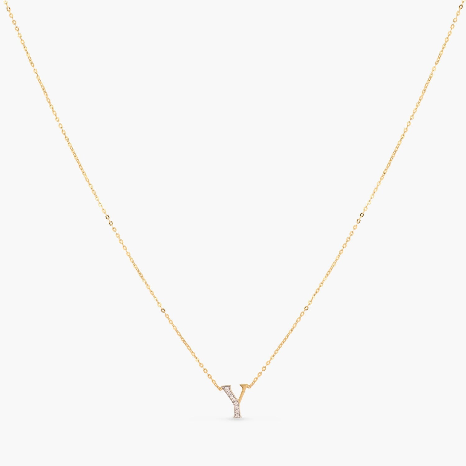 Letter Y Alphabet Gold Plated Silver Necklace