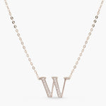 Letter W Alphabet White-Gold Plated Silver Necklace