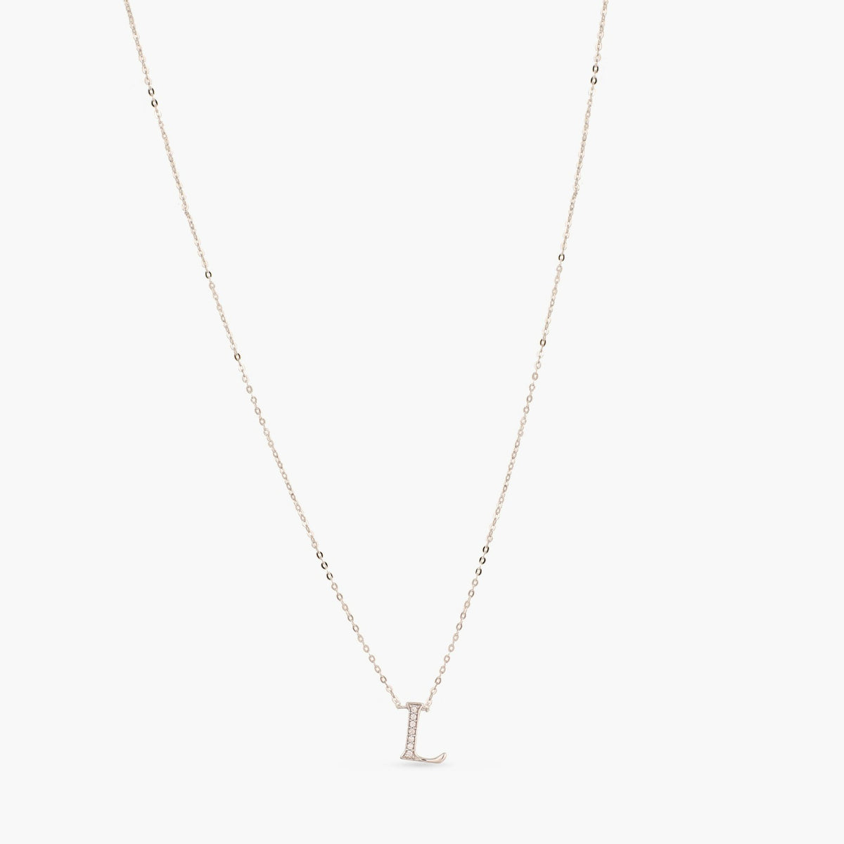 Letter L Alphabet White-Gold Plated Silver Necklace