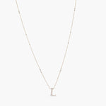 Letter L Alphabet White-Gold Plated Silver Necklace