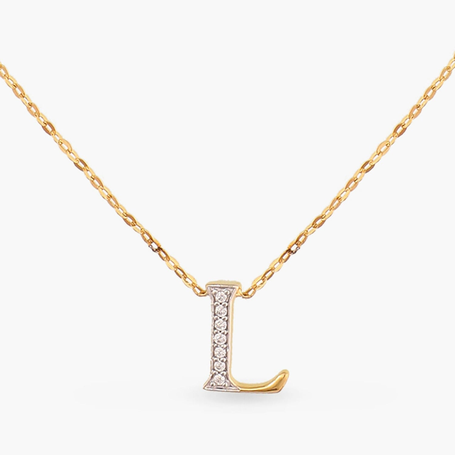 Letter L Alphabet Gold Plated Silver Necklace