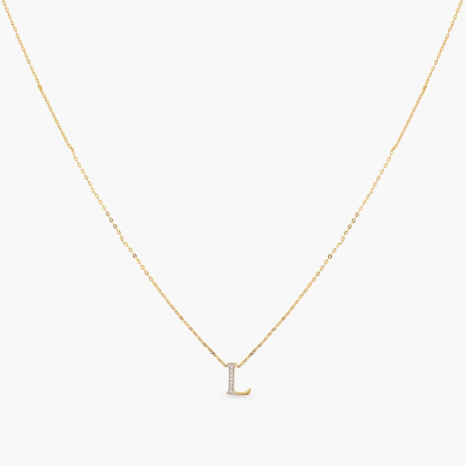 Letter L Alphabet Gold Plated Silver Necklace