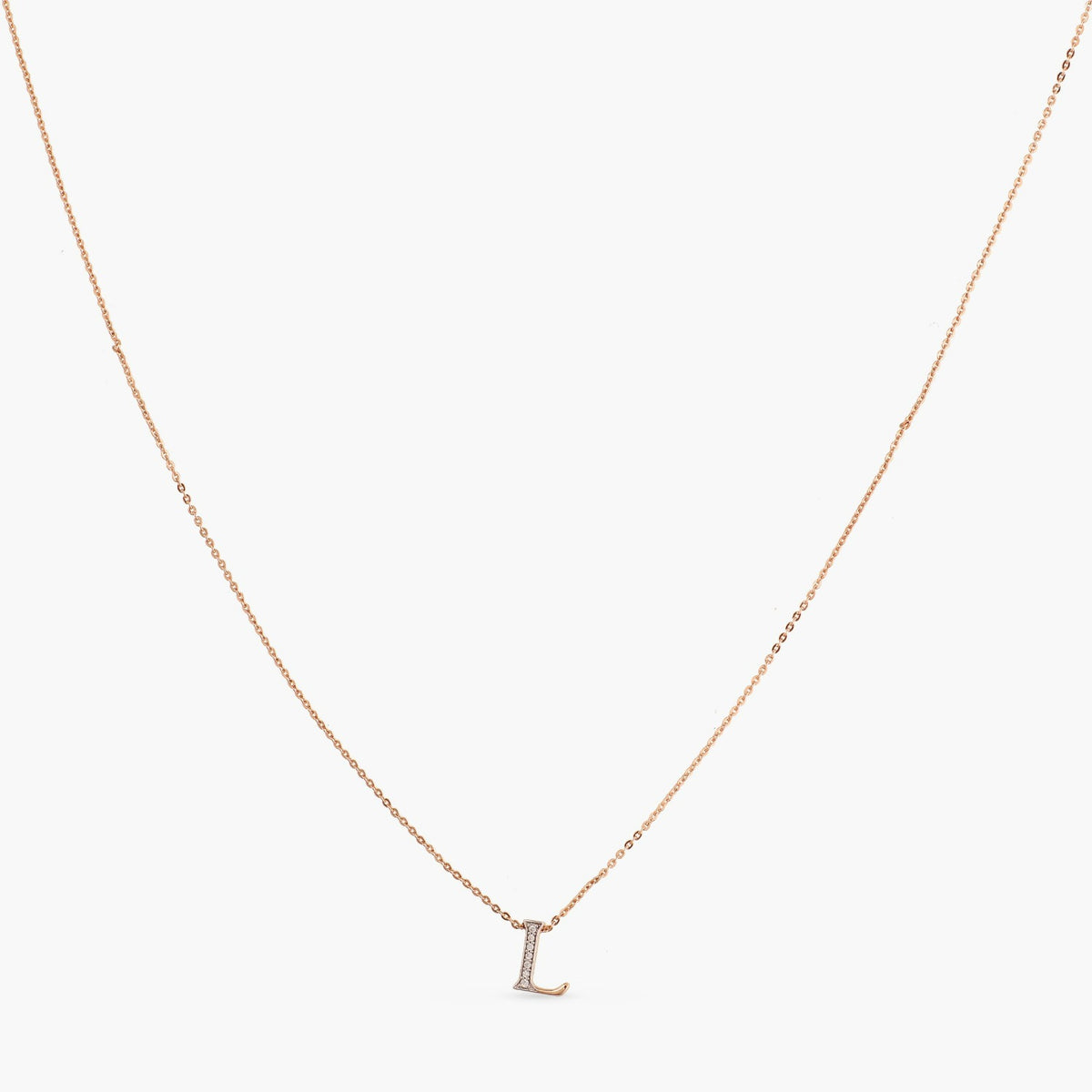 Letter L Alphabet Rose-Gold Plated Silver Necklace