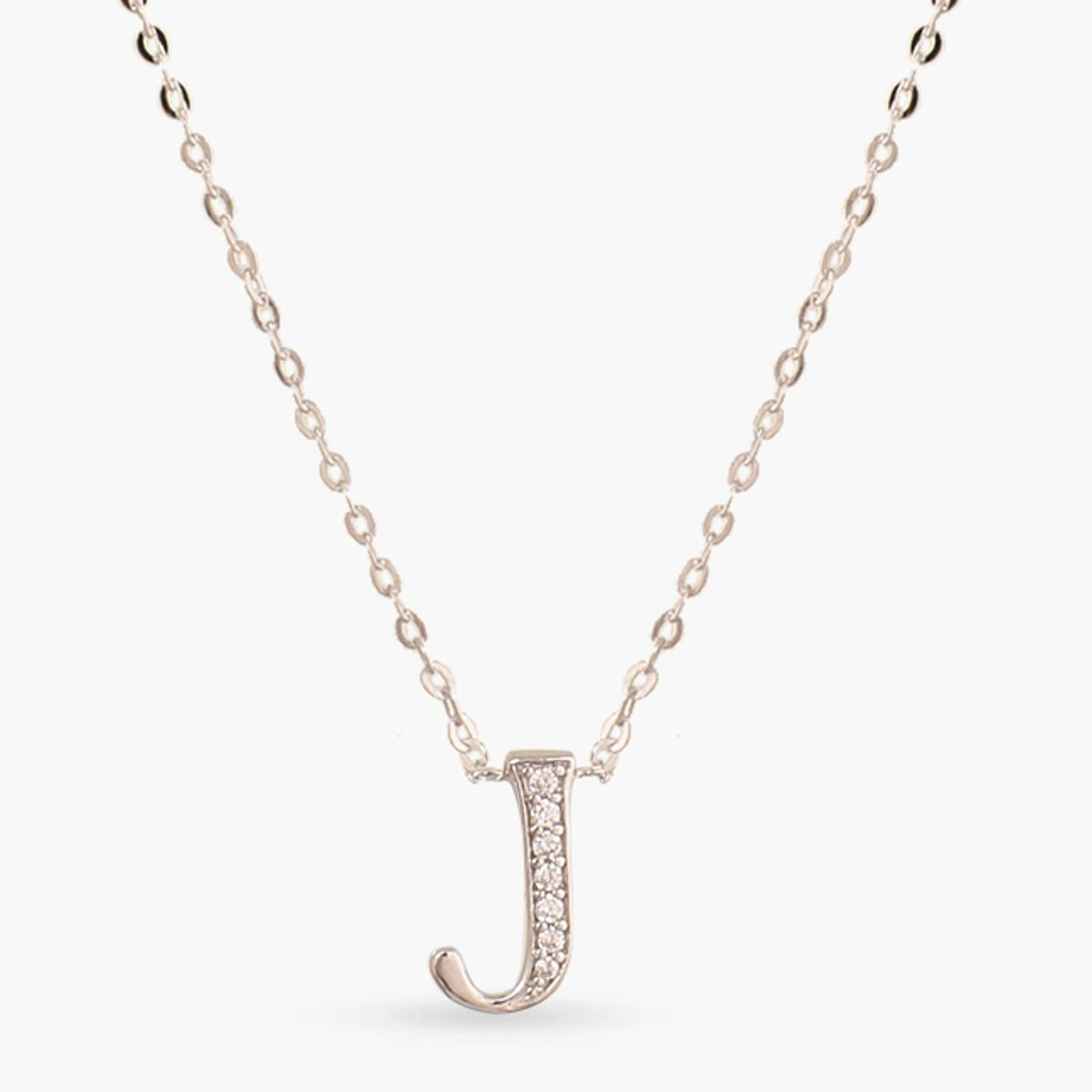 Letter A Alphabet White-Gold Plated Silver Necklace