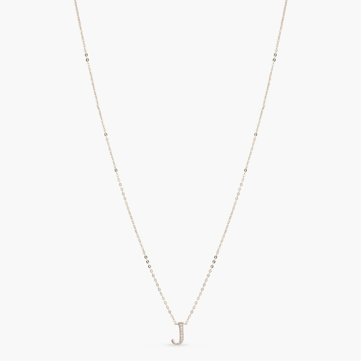 Letter J Alphabet White-Gold Plated Silver Necklace