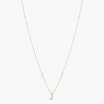 Letter J Alphabet White-Gold Plated Silver Necklace
