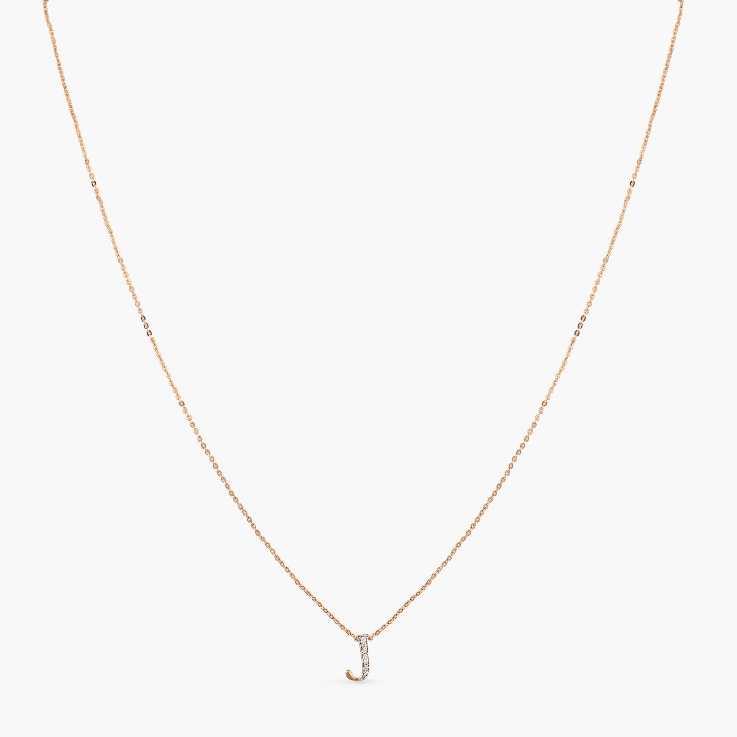 Letter J Alphabet Rose-Gold Plated Silver Necklace