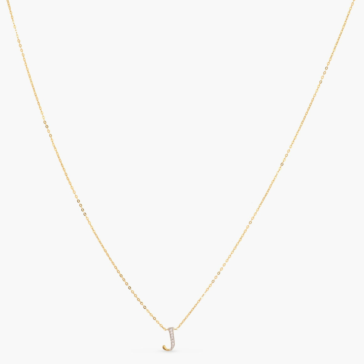 Letter J Alphabet Gold Plated Silver Necklace
