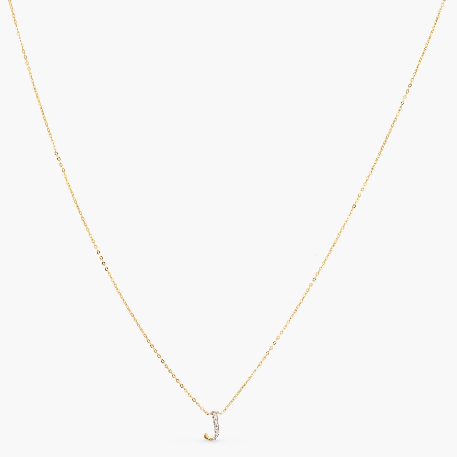 Letter J Alphabet Gold Plated Silver Necklace