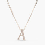Letter A Alphabet White-Gold Plated Silver Necklace