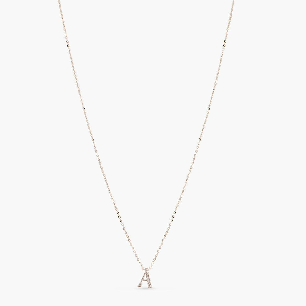 Letter A Alphabet White-Gold Plated Silver Necklace