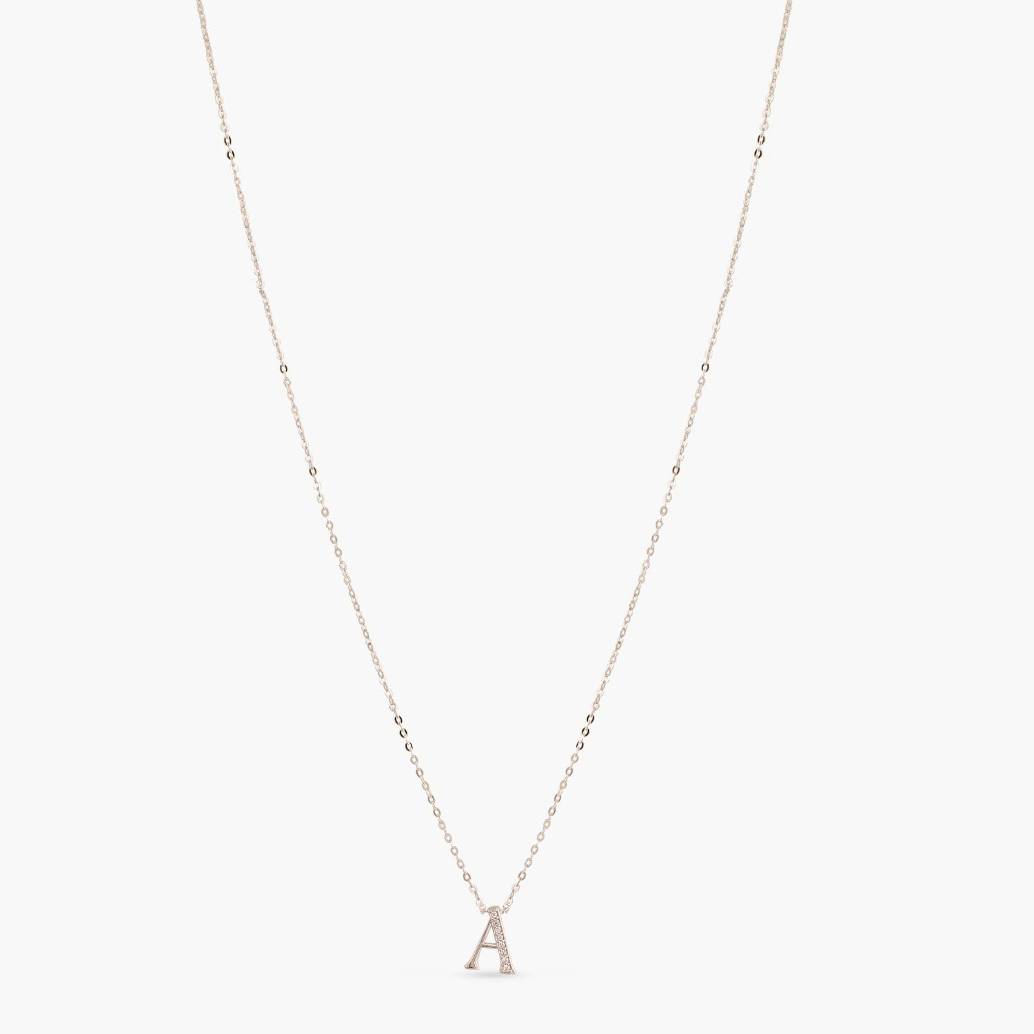 Letter A Alphabet White-Gold Plated Silver Necklace