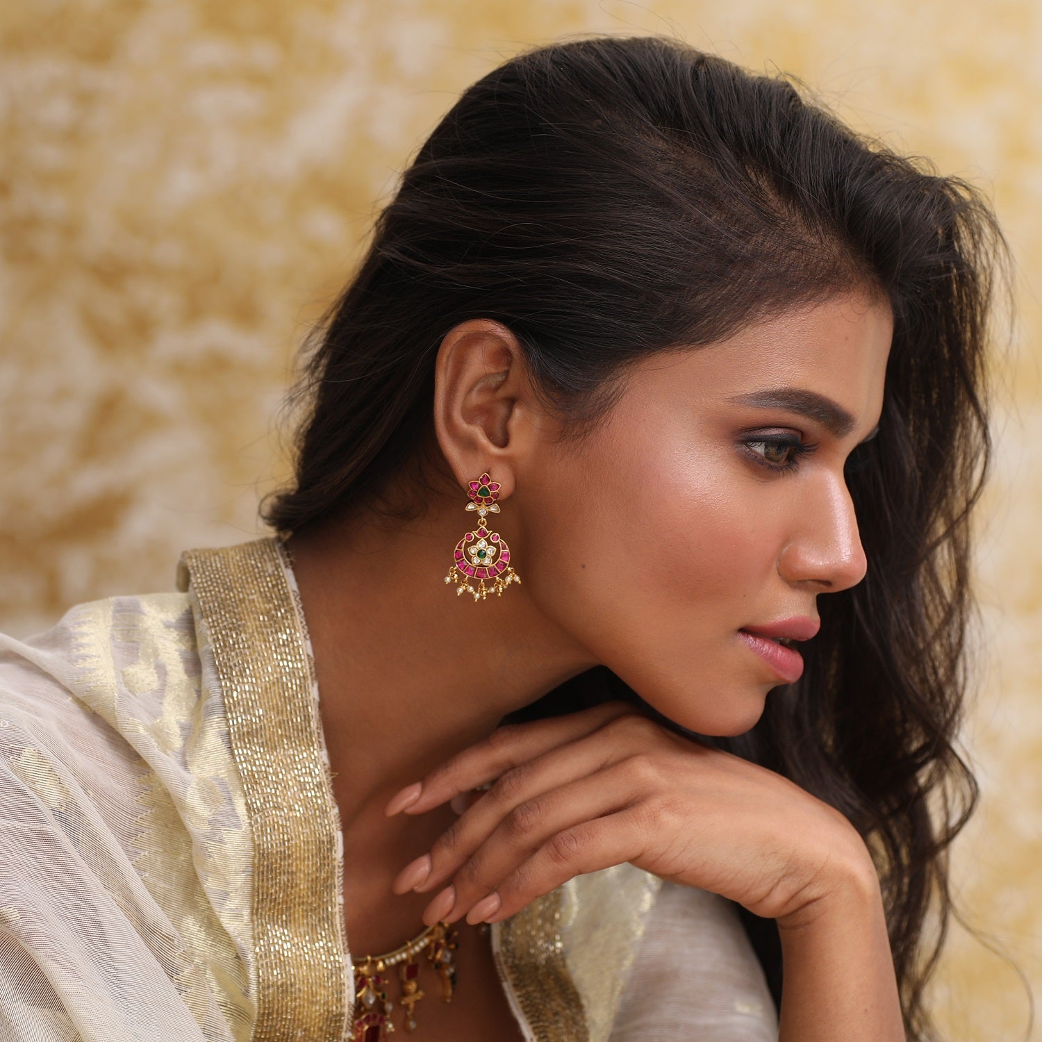 Earrings Jaya Polki Jhumki Silver Earrings