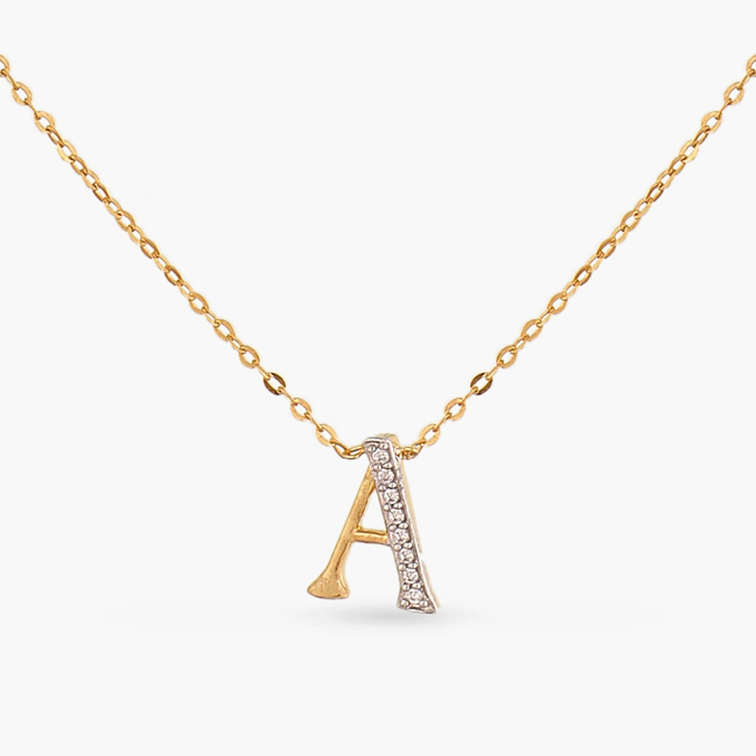 Letter A Alphabet Gold Plated Silver Necklace