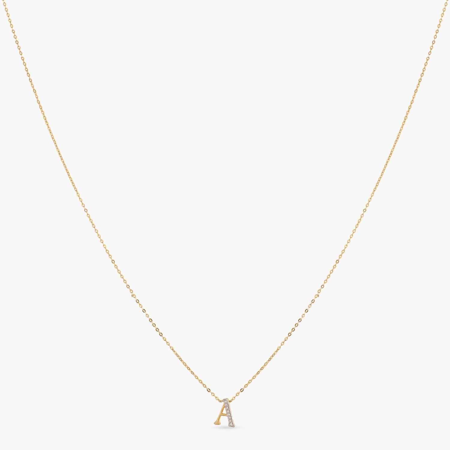 Letter A Alphabet Gold Plated Silver Necklace