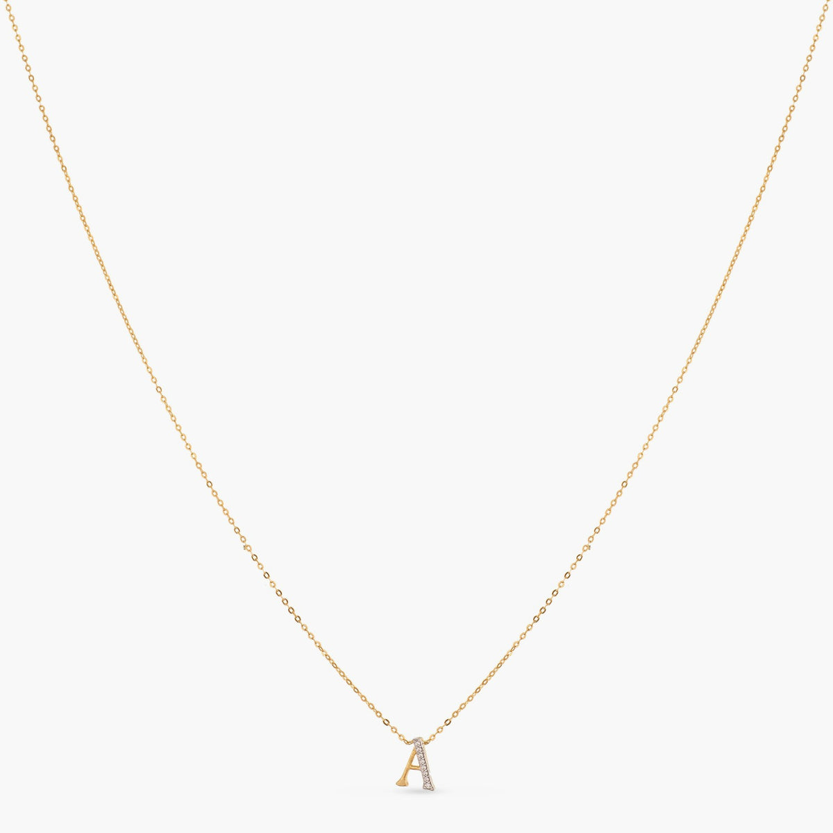 Letter A Alphabet Gold Plated Silver Necklace