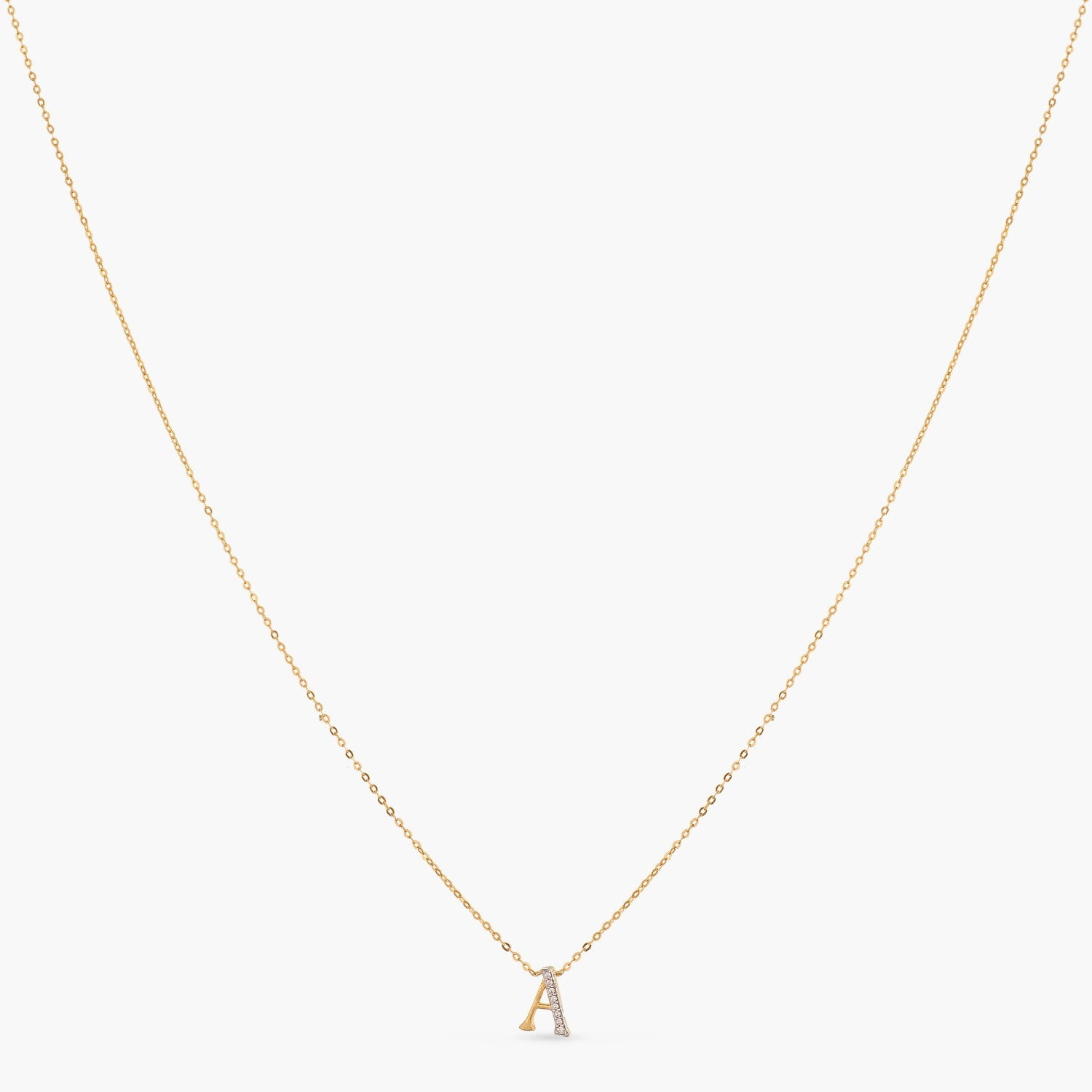 Letter A Alphabet Gold Plated Silver Necklace