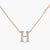 Letter H Alphabet Rose-Gold Plated Silver Necklace