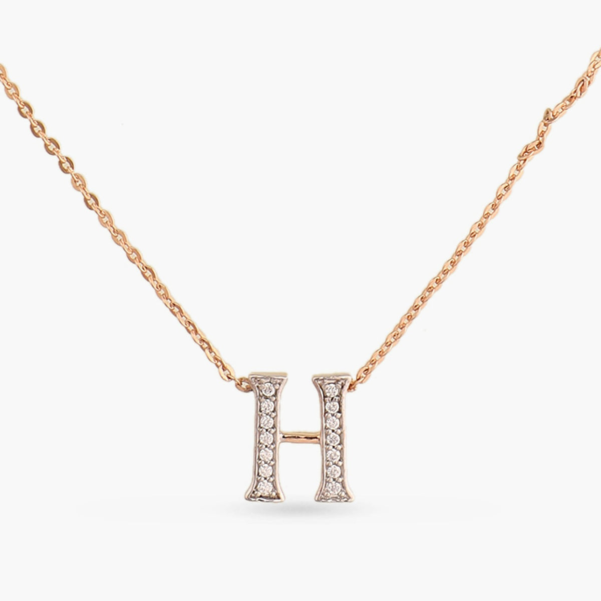 Alphabet Charms CZ rose-gold Plated Silver Necklace D