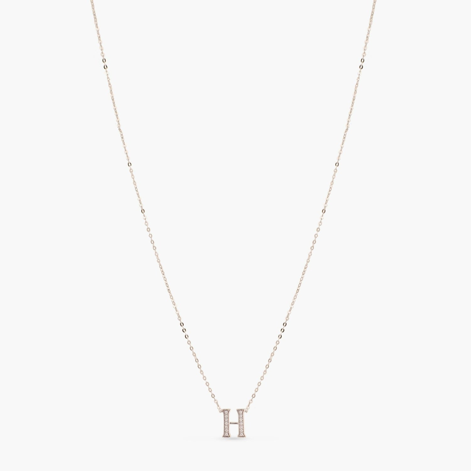 Letter H Alphabet White-Gold Plated Silver Necklace