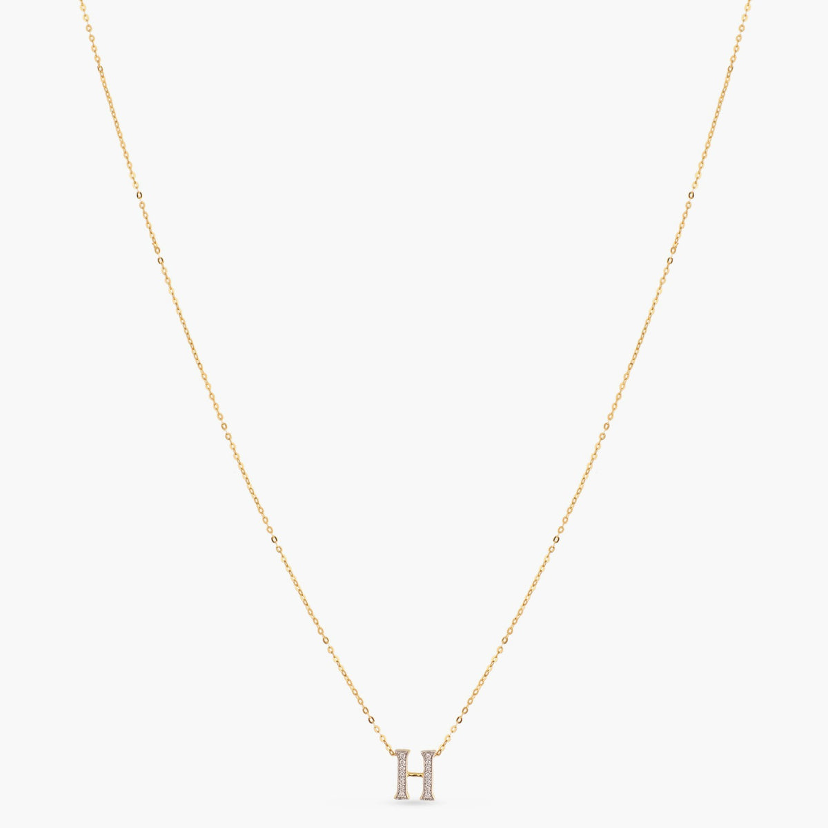 Letter H Alphabet Gold Plated Silver Necklace