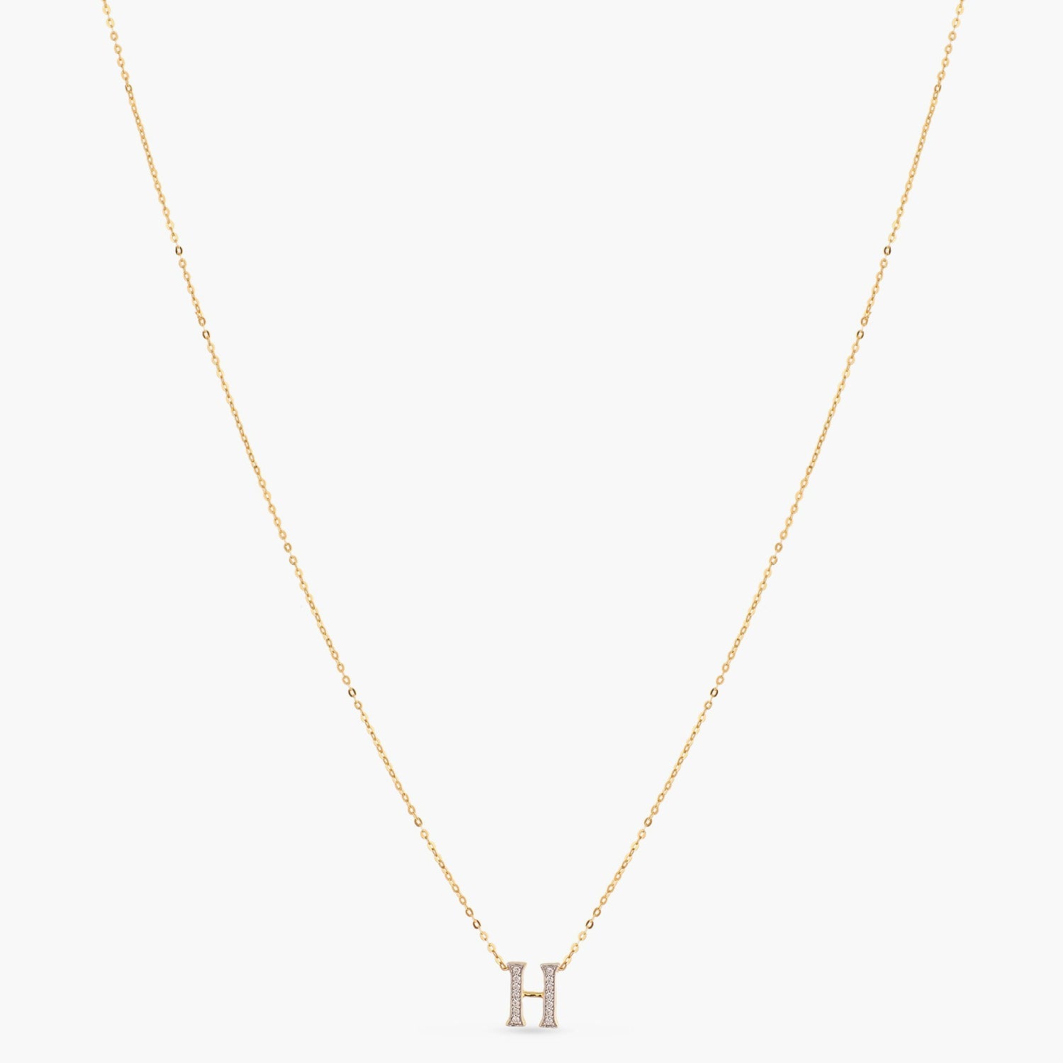 Letter H Alphabet Gold Plated Silver Necklace