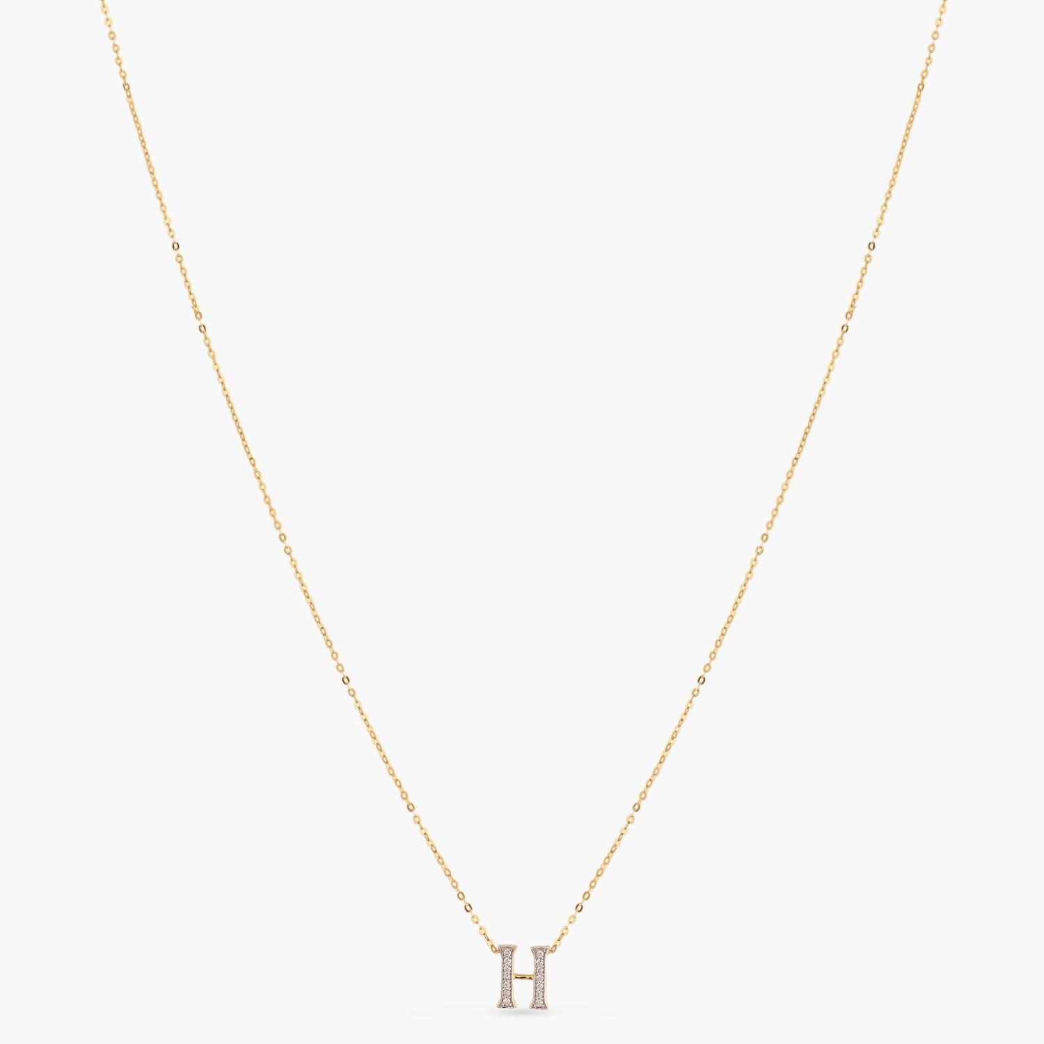 Letter H Alphabet Gold Plated Silver Necklace