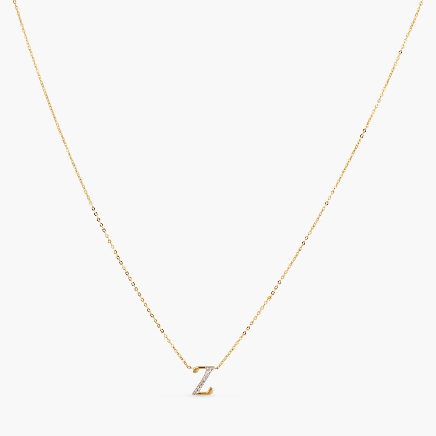 Letter Z Alphabet Gold Plated Silver Necklace