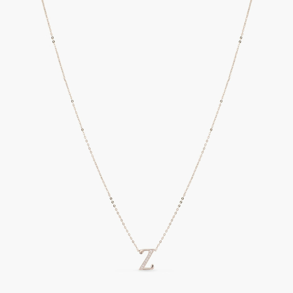 Letter Z Alphabet White-Gold Plated Silver Necklace