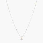 Letter Z Alphabet White-Gold Plated Silver Necklace