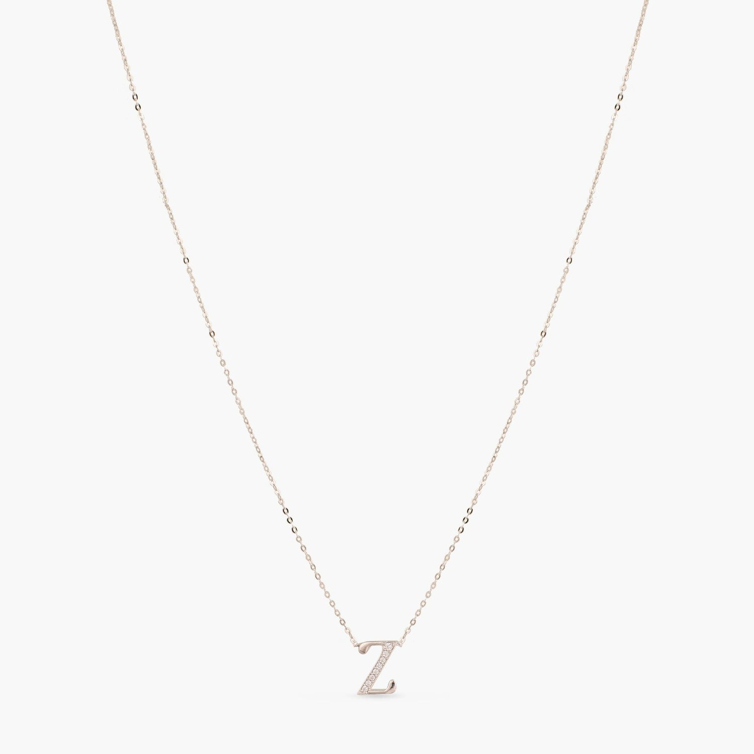 Letter Z Alphabet White-Gold Plated Silver Necklace