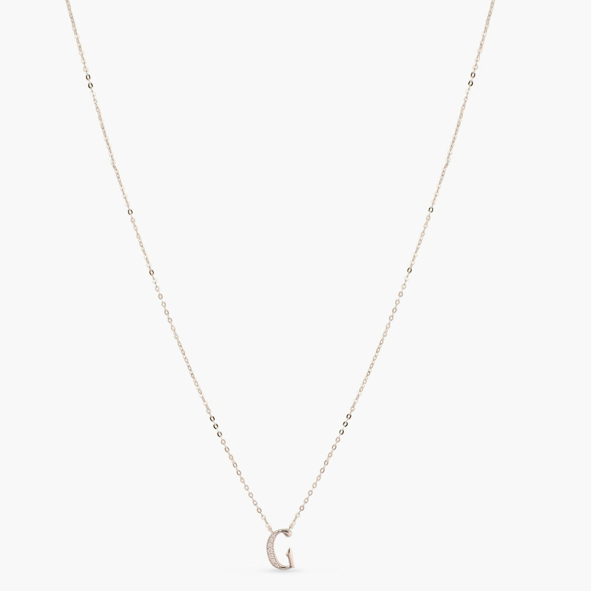 Letter G Alphabet White-Gold Plated Silver Necklace