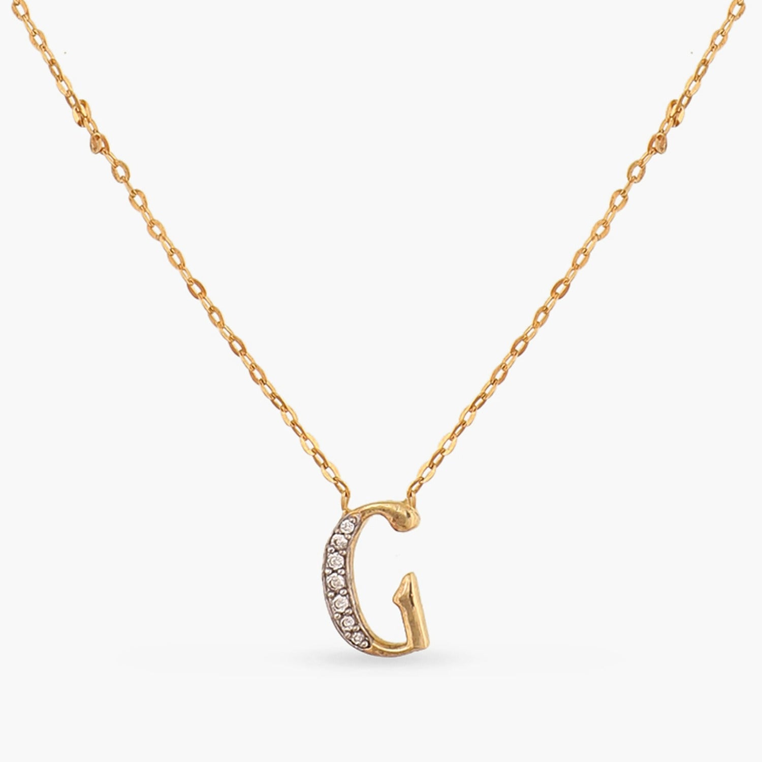 Letter G Alphabet Gold Plated Silver Necklace