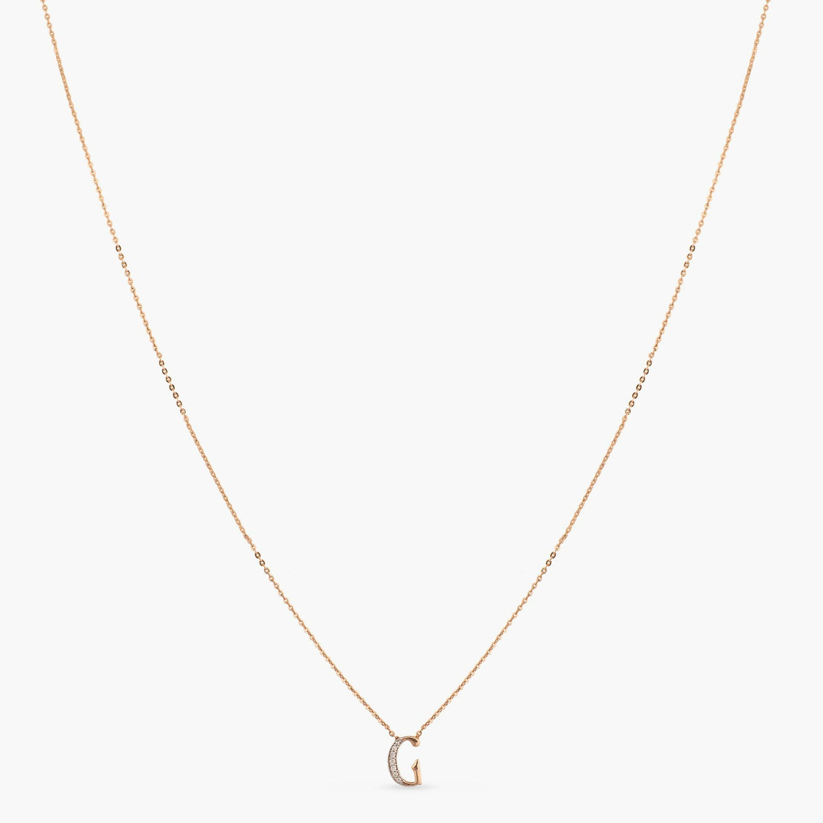 Letter G Alphabet Rose-Gold Plated Silver Necklace