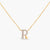 Letter R Alphabet Gold Plated Silver Necklace