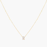 Letter R Alphabet Gold Plated Silver Necklace