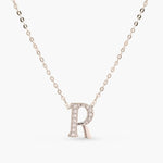 Letter R Alphabet White-Gold Plated Silver Necklace