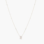 Letter R Alphabet White-Gold Plated Silver Necklace