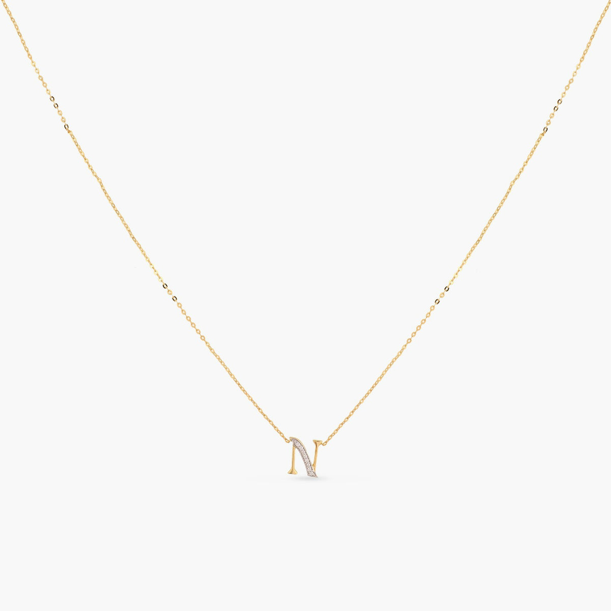 Letter N Alphabet Gold Plated Silver Necklace