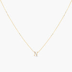Letter N Alphabet Gold Plated Silver Necklace