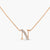 Letter N Alphabet Rose-Gold Plated Silver Necklace