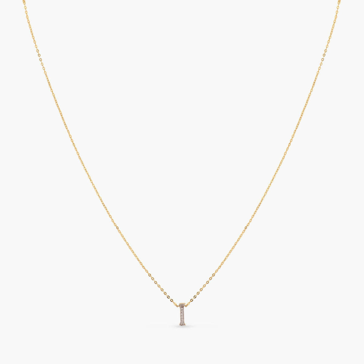 Letter I Alphabet Gold Plated Silver Necklace