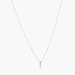 Letter I Alphabet White-Gold Plated Silver Necklace