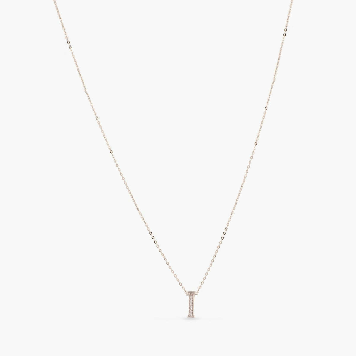 Letter I Alphabet White-Gold Plated Silver Necklace