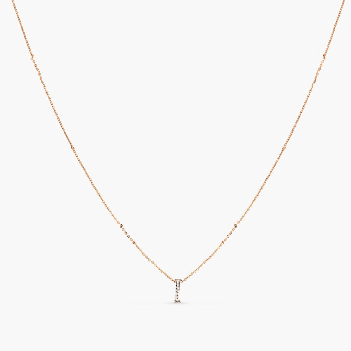 Letter I Alphabet Rose-Gold Plated Silver Necklace
