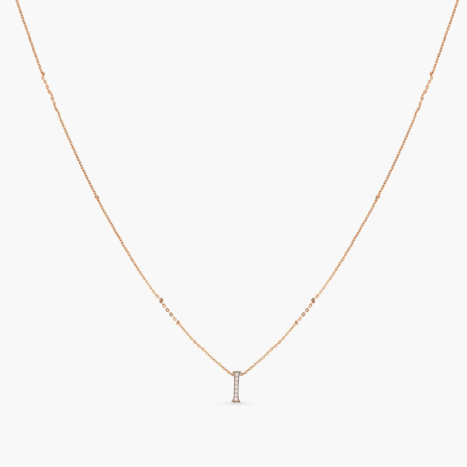 Letter I Alphabet Rose-Gold Plated Silver Necklace