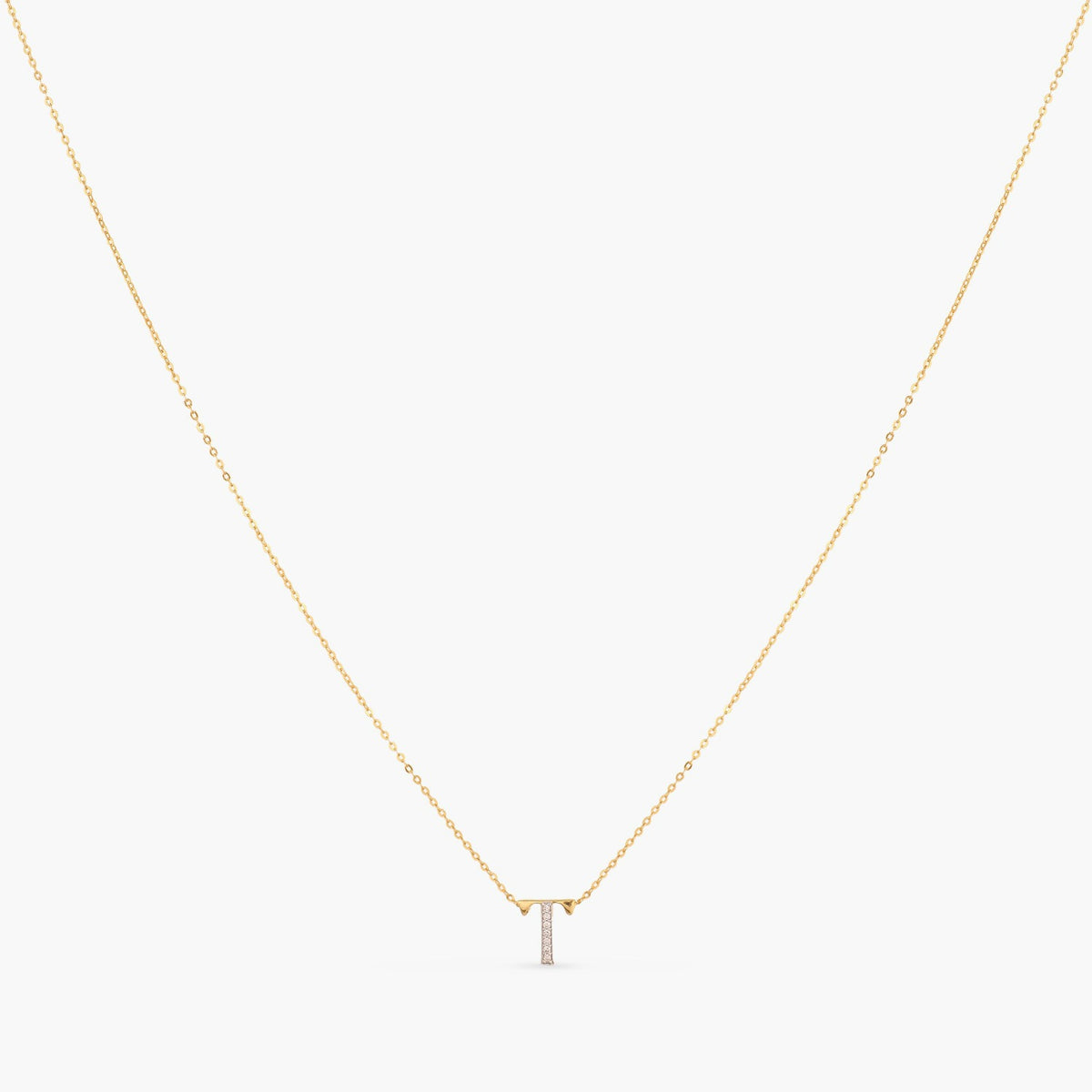 Letter T Alphabet Gold Plated Silver Necklace